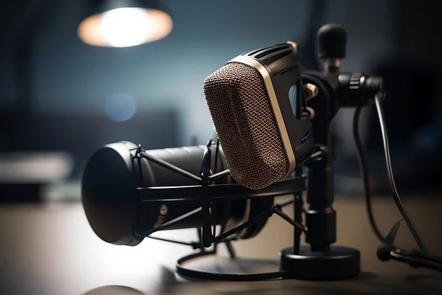 Nagranie podcastu wideo w domowym studio z mikrofonem i kamerą